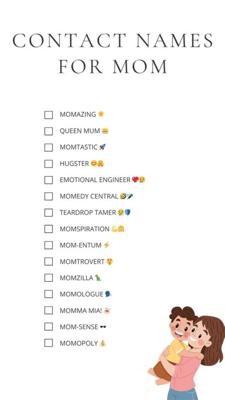 Creative and Fun Mom Contact Names with Emojis