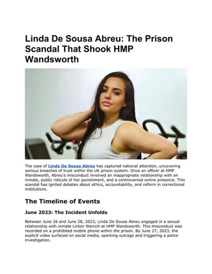 **The Controversial Linda De Sousa Prison Video: An In-Depth Analysis**